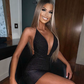 Beauty Homecoming Dress V Neck Pleated Sequins Back to School Outfits Party Dress D7097