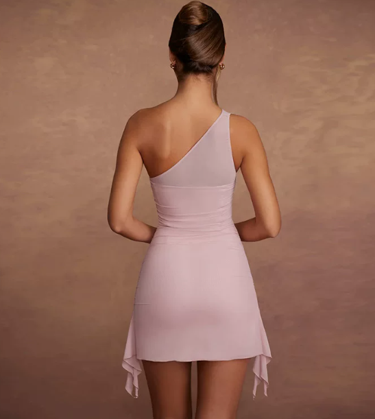 Beauty Homecoming Dress One Shoulder Tulle Hugging Back to School Outfits Party Dress D7096