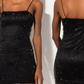 Beauty Homecoming Dress Spaghetti Strap Rinetsone Black Back to School Outfits Party Dress D7089