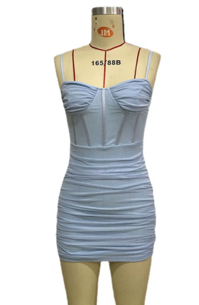 Beauty Homecoming Dress Spaghetti Strap Pleated Hugging Back to School Outfits Party Dress D7087