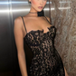 Beauty Homecoming Dress Spaghetti Strap Black Lace Back to School Outfits Party Dress D7086