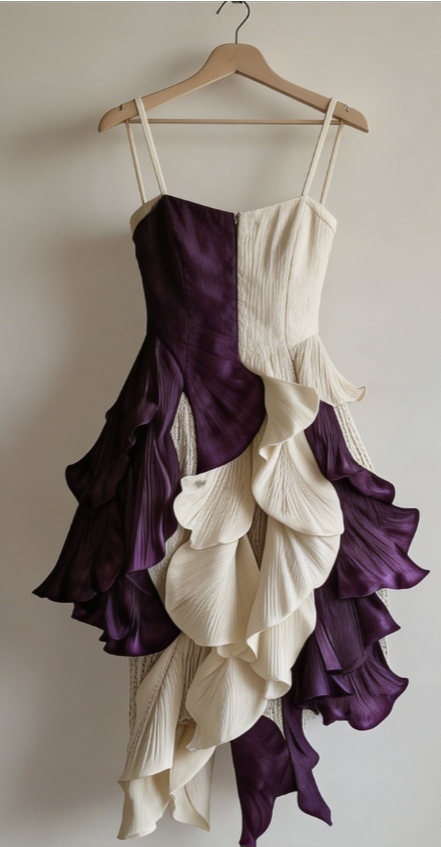 Beauty Homecoming Dress V Neck Cascade Hi-Lo Back to School Outfits Party Dress D7103