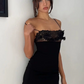 Beautiful Homecoming Dress Spaghetti Strap Flower Lace Back to School Outfits Party Dress D7116