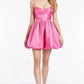 Beautiful Homecoming Dress V Neck Pleated Back to School Outfits Party Dress D7118
