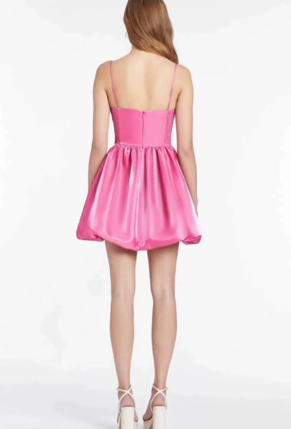 Beautiful Homecoming Dress V Neck Pleated Back to School Outfits Party Dress D7118