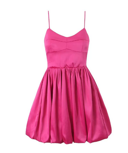 Beautiful Homecoming Dress V Neck Pleated Back to School Outfits Party Dress D7118