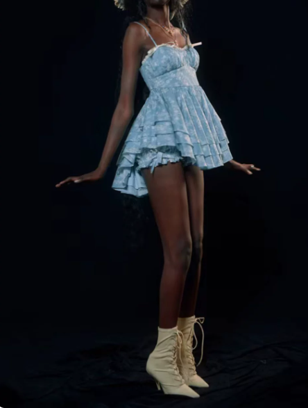 Beautiful Homecoming Dress Spaghetti Strap Bowknot Lace Cascade Back to School Outfits Party Dress D7121