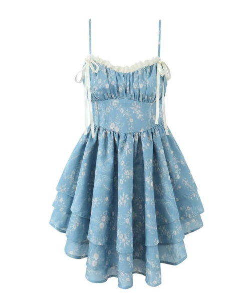 Beautiful Homecoming Dress Spaghetti Strap Bowknot Lace Cascade Back to School Outfits Party Dress D7121