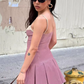 Beautiful Homecoming Dress Spaghetti Strap Bowknot Lace Pleated Back to School Outfits Party Dress D7122