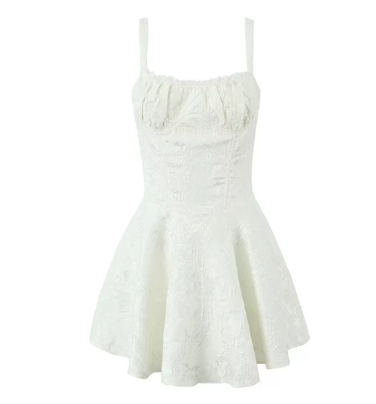 Beautiful Homecoming Dress Spaghetti Strap Lace Pleated Back to School Outfits Party Dress D7123
