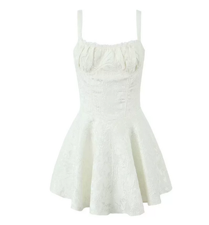 Beautiful Homecoming Dress Spaghetti Strap Lace Pleated Back to School Outfits Party Dress D7123