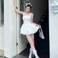 Beautiful Homecoming Dress Square Pleated Back to School Outfits Party Dress D7125