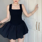 Beautiful Homecoming Dress Square Pleated Back to School Outfits Party Dress D7125