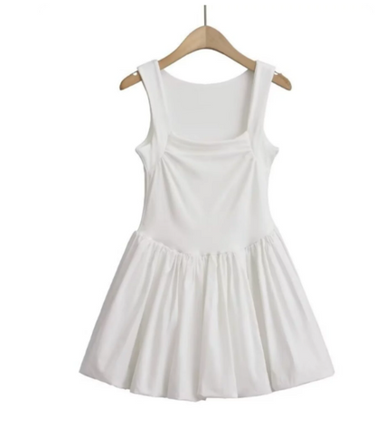 Beautiful Homecoming Dress Square Pleated Back to School Outfits Party Dress D7125