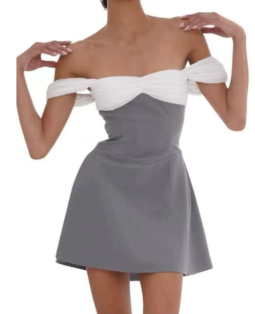 Beautiful Homecoming Dress Off the Shoulder Pleated Back to School Outfits Party Dress D7126