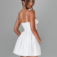 Beautiful Homecoming Dress Spaghetti Strap Pleated Back to School Outfits Party Dress D7127