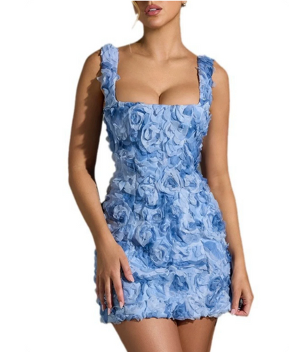Beautiful Homecoming Dress Square Flower Back to School Outfits Party Dress D7141
