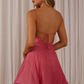 Beautiful Homecoming Dress V Neck Flower Back to School Outfits Party Dress D7140