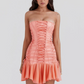 Beautiful Homecoming Dress Strapless Pleated Back to School Outfits Party Dress D7139