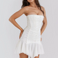 Beautiful Homecoming Dress Strapless Pleated Back to School Outfits Party Dress D7139