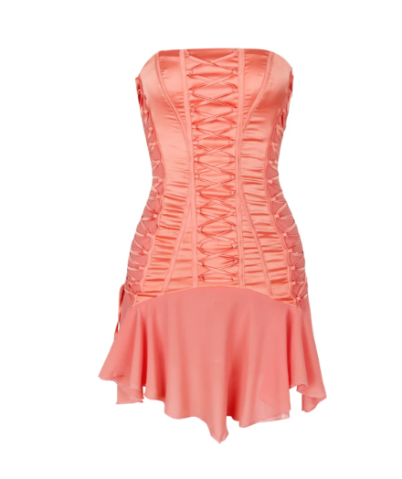Beautiful Homecoming Dress Strapless Pleated Back to School Outfits Party Dress D7139