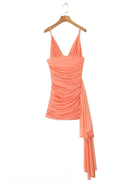 Beautiful Homecoming Dress V Neck Pleated Soutache Back to School Outfits Party Dress D7142