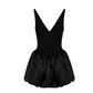 Beautiful Homecoming Dress V Neck Black Pleated Back to School Outfits Party Dress D7150