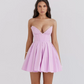 Beautiful Homecoming Dress V Neck Pleated Back to School Outfits Party Dress D7156