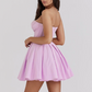 Beautiful Homecoming Dress V Neck Pleated Back to School Outfits Party Dress D7156