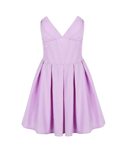 Beautiful Homecoming Dress V Neck Pleated Back to School Outfits Party Dress D7156