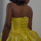 Beautiful Homecoming Dress V Neck Pleated Back to School Outfits Party Dress D7174