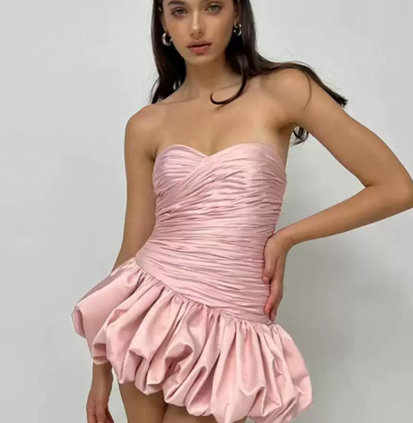 Beautiful Homecoming Dress Sweetheart Pleated Back to School Outfits Party Dress D7184