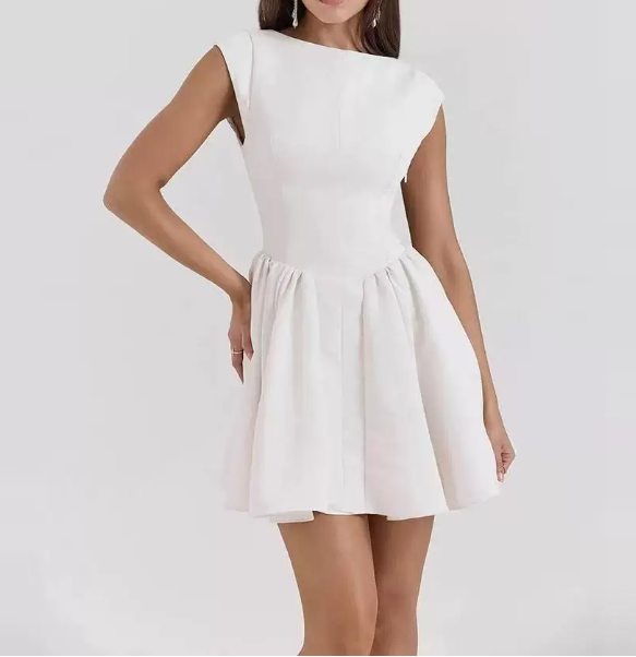 Beautiful Homecoming Dress Bateall Backless Pleated Back to School Outfits Party Dress D7186