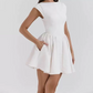 Beautiful Homecoming Dress Bateall Backless Pleated Back to School Outfits Party Dress D7186