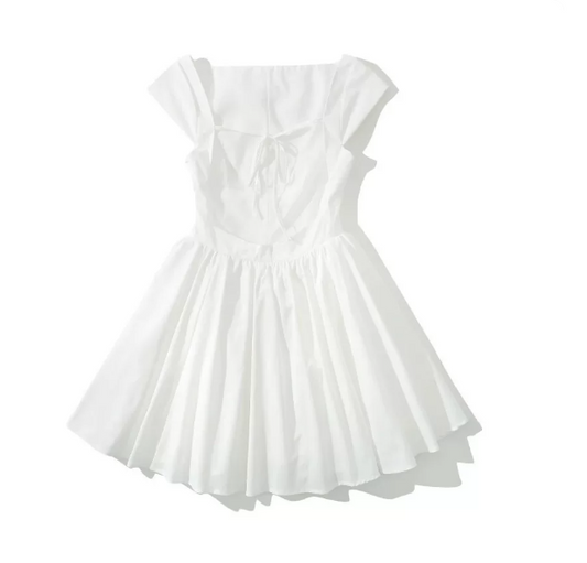 Beautiful Homecoming Dress Bateall Backless Pleated Back to School Outfits Party Dress D7186