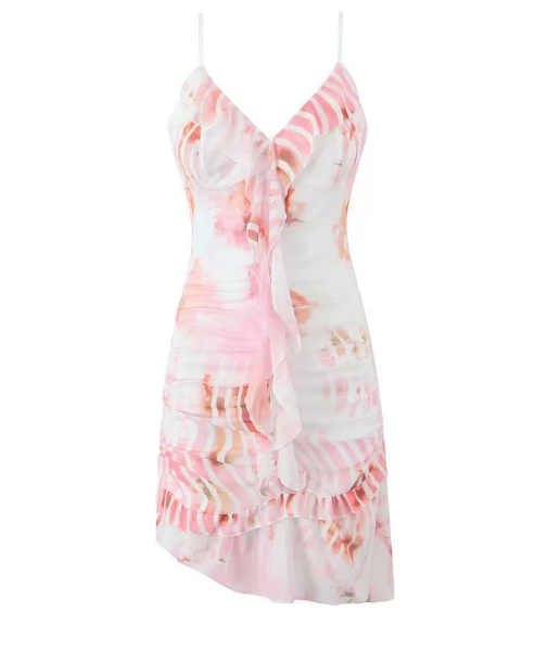 Beautiful Homecoming Dress V Neck Flouncing Pleated Back to School Outfits Party Dress D7187