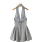 Beautiful Homecoming Dress Halter Backless Pleated Back to School Outfits Party Dress D7189