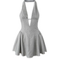 Beautiful Homecoming Dress Halter Backless Pleated Back to School Outfits Party Dress D7189