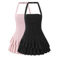 Beautiful Homecoming Dress Halter Cascade Pleated Back to School Outfits Party Dress D7191