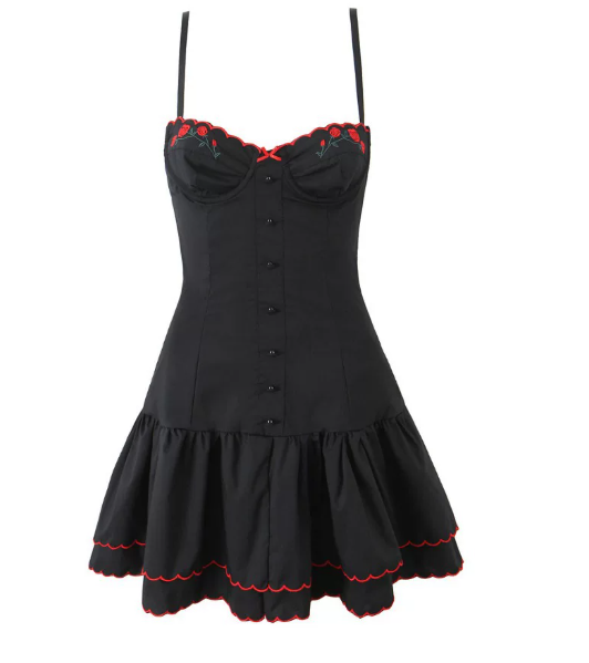 Beautiful Homecoming Dress Spaghetti Strap Embroidery Pleated Back to School Outfits Party Dress D7192
