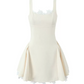 Beautiful Homecoming Dress Square Lace Pleated Back to School Outfits Party Dress D7193