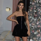 Beautiful Homecoming Dress Strapless Pleated Back to School Outfits Party Dress D7194