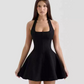 Beautiful Homecoming Dress Halter Pleated Back to School Outfits Party Dress D7196