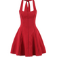 Beautiful Homecoming Dress Halter Pleated Back to School Outfits Party Dress D7196