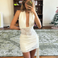 Beautiful Homecoming Dress Halter Pleated Lace Soutache Back to School Outfits Party Dress D7197