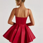Beautiful Homecoming Dress V Neck Pleated Back to School Outfits Party Dress D7201