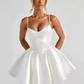 Beautiful Homecoming Dress V Neck Pleated Back to School Outfits Party Dress D7201