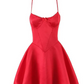 Beautiful Homecoming Dress V Neck Pleated Back to School Outfits Party Dress D7201