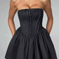 Beautiful Homecoming Dress Strapless Pleated Bowknot Lace Back to School Outfits Party Dress D7202