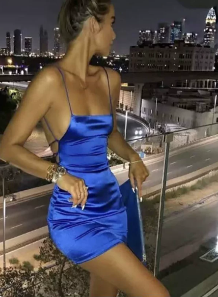 Beautiful Homecoming Dress Spaghetti Strap Pleated Back to School Outfits Party Dress D7203